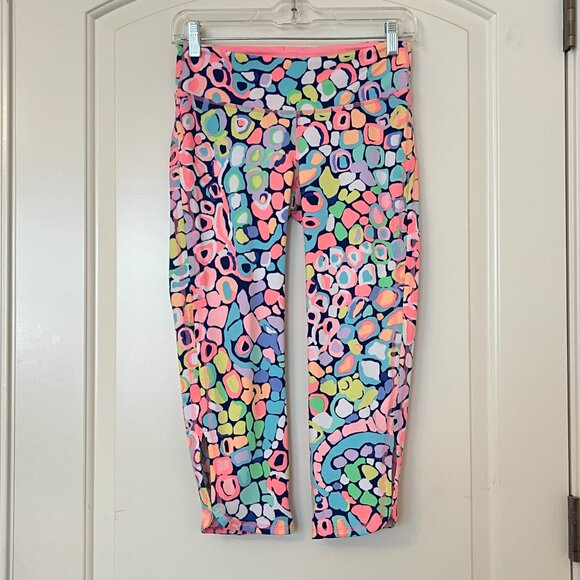New Lilly Pulitzer Luxletic Leggings Cropped Small Multi Gypsy Jungle - Picture 3 of 8